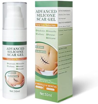2 PCs Fistmta Advanced Silicone Scar Gel 1.76 oz (50ml), Scar Removal Cream for Surgical C-Section, Treat Old and New Scars, Reduce the Appearance of Scars from Body Face Stretch Mark Acne Burn Keloid