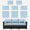8p Outdoor Cushion Slipcovers Outdoor Patio Cushions Covers Replacement Waterproof with Zipper for 3-Seat Outdoor Rattan Sofa Patio Furniture Cushion Covers Sky Blue, Covers Only