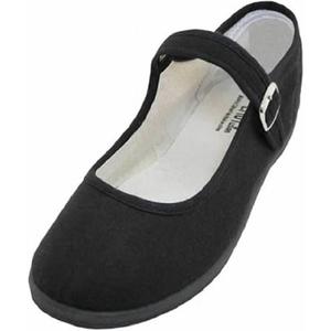 Shoes 18 Womens Cotton China Doll Mary Jane Shoes Ballerina Ballet Flats Shoes (9, 115 Black)