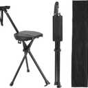 Walking Cane Chair Portable Folding 2-in-1 Trekking Pole Stick with Seat, Adjustable Sturdy Anti-Slip Lightweight Aluminum for Hiking Camping Seniors Walking