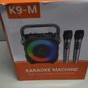 Karaoke Machine, Portable Bluetooth Speaker with 2 Wireless Microphones for Adults & Kids with Lights, Karaoke Microphone with PA System Supports USB/TF/FM/AUX for Home Party Home System Packages (Black)