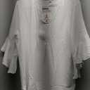 Womens Business Casual Tops Summer V Neck 3/4 Ruffle Sleeve T Shirts Dressy Casual Tunic Blouse, Medium
