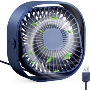 RJVW 4 Inch Small USB Desk Fan, 3-Speed Portable & 360°Rotatable Mini Cooling Fan, USB-Powered Desktop Fan for Home Office Bedroom Dorm Indoor Outdoor Summer Gift