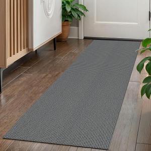 KOZYFLY Runners for Hallways 2x5 ft Washable Kitchen Runner Non Slip Rubber Backed Hall Runners Cotton Entryway Runner Rugs Floor Carpet for Indoor Backdoor Bedroom Kitchen, Grey/Dark Grey