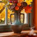 Ceramic Flower Vase with Handles,7.8" Tall Vase for Centerpieces,Large Decorative Terracotta Vases, Farmhouse Rustic Pottery Vase for Home Decor Living Room,Table,Shelf or Mantel