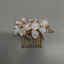 Flower Bridal Hair Pieces with Comb Pearl Leaf White Ceramic Floral Wedding Hair Accessories for Women Girls