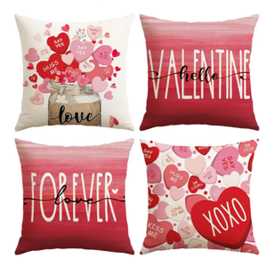 Artscope Valentine's Day Love Forever Throw Pillow Covers 20x20 Inch Set of 4, Valentine Wedding Red Pink Love Heart Decoration Pillow Cases for Home Sofa Couch 50×50(4 PC)