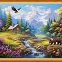 Dooxvey Cross Stitch Kits for Adults, 16x20 inch Forest Landscape, 11CT Pre Printed Cotton Fabric, Embroidery Thread, Needles, Easy Instructions (Manual Arts 44)