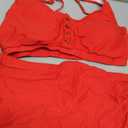 Zando Maternity Swimsuit High Waisted Bikini Set Button Down Maternity Bathing Suit 2 Piece Swimsuit for Women (Large, Red)