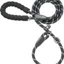 iYoShop Durable Slip Lead Dog Leash with Padded Handle and Highly Reflective Threads, No Pull Dog Training Leash, (3/8" x 6 FT, Black)