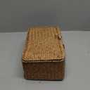 Wicker Storage Basket with Lid, Natural Seagrass Storage Baskets for Organizing, Rectangular Woven Basket for Storage, Decorative Boxes Bins with Lids Home Organizer Decor (9.05" x 5.11" x 3.34")