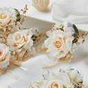 Meldel Champagne Prom Flower Wrist Corsage for Wedding, Set of 6, Rose Wrist Flower for Mother of Bride and Groom , Bride Bridesmaid Girl Women Party, Homecoming Ceremony Anniversary