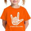 Unity Day Anti Bullying Orange Shirt Children Be Kind T-Shirt Gesture Inspirational Letter Quotes Pattern Children Tee Top (Orange)
