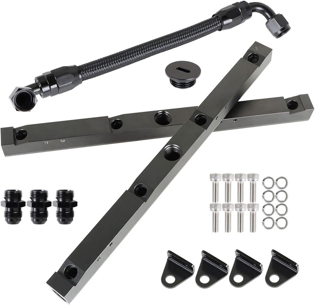 WFLNHB CNC Fuel Rails Kit Replacement for LS1 LS6 Black -8AN