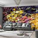 Wallpaper Wall Mural Herbal Tea Flowers Wooden Self Adhesive Peel & Stick Wallpaper Removable Large Wall Sticker Decal Posters Home Decor for Living Room