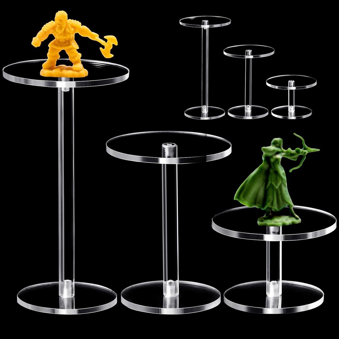 6 Pieces Flying Miniatures Acrylic Display Stand Flying Miniatures Combat Riser Round Clear Flight Acrylic Stands for Display Tabletop RPG Board Game Cake