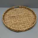 Gurfuy Extra Large Round Ottoman Table Tray with Handles - 19.7" Handmade Wicker Serving Hand Woven Tray for Farmhouse Decorative Oversized Coffee Table Trays Living Room Kitchen Counter Breakfast