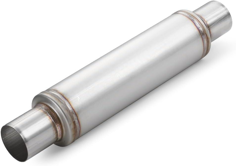 A-KARCK 2.5" Inlet Exhaust Resonator, 2.5" Inlet 2.5" Outlet 20" Overall Length Muffler Resonator Stainless Steel