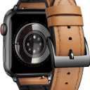 BINLUN Compatible with Apple Watch Bands Leather Silicone-Lined Elegant Sweatproof 38mm 40mm 41mm /42mm 44mm 45mm 46mm 49mm Replacement Strap for iWatch Ultra/SE 10/9/8/7/6/5/4/3/2/1 Men Women (B-Light Brown)