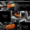 YeewayVeh 3PCS Quick Car Wheel Brush Kit, 2-Size 360 Bendale Rim Cleaner Brushes, Boars Hair Detailing Brush, Fast Scratch-Free Cleaning for Car Wheels, Motorcycle, Orange