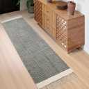 Lahome Belle Boho Kitchen Runner, 2'6''x8 Entryway Rug Lightweight Runners for Hallway Washable Runner Rug with Tassels, Farmhouse Grey Rugs Non Shedding Carpet for Bathroom Foyer