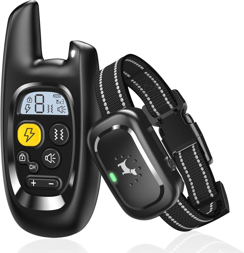 Dog Shock Collar with Remote Control- [Newly Upgraded] Dog Training Collar for Small Medium Large Dogs, Electric Collar for Dogs Training Rechargeable, Waterproof E Collars with Shock-Lock Keypad (1-PACK, Black)