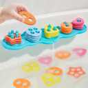 Toddler Bath Toys for Kids Ages 1-3, 21PCS | Mold Free Bath Toys Silicone Color and Shape Sorting & Stacking Toys | Soft Textured Floating Pieces and Storage Bag | Early Learning Tub Toys for Toddlers