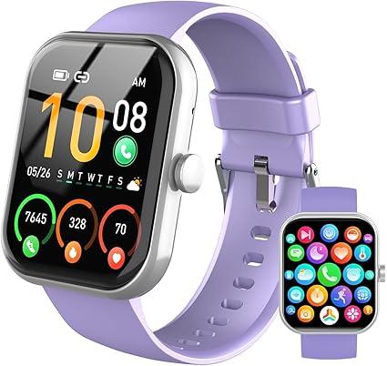 Smart Watch for Men Women (Answer/Make Call), 1.96" HD Fitness Tracker Running Watch, IP68 Waterproof,Pedometer, Sleep/Step/Activity/Heart Rate Monitor,110+ Sport Mode Smartwatch for iOS Phone,Purple