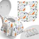 Relyo Disposable Toilet Seat Cover for Travel 20 Pack with Covers Wrapped in Sets of 2, Non-Flushable Liners, Fits Most Seats Kids, Toddlers, Adults (Bunny, 20)
