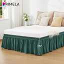 RIMELA Emerald Green Bed Skirt King Size 15 Inch Drop, Wrap Around Elastic Bedskirt, Dust Ruffle for Adjustable Bed Base Machine Washable Easy to Install Bed Skirts,Christmas Bedroom Decor