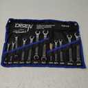 DISEN Flare Nut Wrench Set Metric and SAE 12-Piece Inch1/4 to 7/8" & 6-21mm, CR-V Steel Brake Line Wrench Set with Organizer Pouch,Father's Gift (12 Pcs)