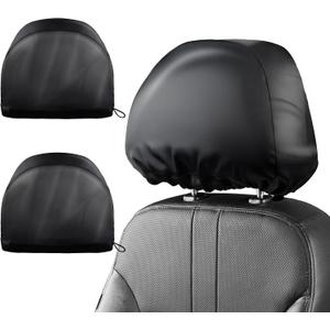 Headrest Covers for Cars Satin Universal Car Headrest Covers 2pcs for Hair Protection Adjustable and Reusable Anti-Dirty Flexible Hear Rest Cover for Auto Cars Trucks Black