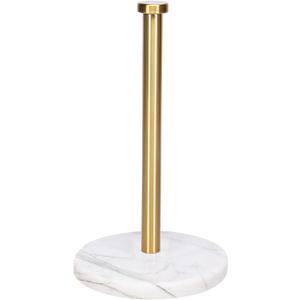 NearMoon Standing Paper Towel Holder, Kitchen Paper Towel Tissue Holder- for Bathroom Kitchen Countertop, Standard or Jumbo-Sized Roll Paper (with Marble Base, Brushed Gold)