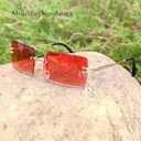 Rectangle Sunglasses for Women Men Fashion Retro Rimless Frameless Tinted Lens Sun Glasses Shades 2026 Stylish