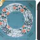 BALAPET Portable Mahjong Mat with Playing Instructions for Learning, Chinoiserie Peony Peacock Style Mahjong Mat for Table, Anti-Slip Noise Reduction Table Mat Cover for Board & Tile Games(Blue)