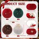 Liliful 12 Pcs 4 Color Velvet Christmas Balls and Stars 3.15 Inch Flocked Christmas Tree Ball Ornaments Plastic Ball Decorations with Gift Box for Xmas Tree, Party, Holiday, Wedding