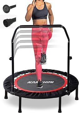 Kanchimi 40" 48" Folding Mini Fitness Indoor Exercise Workout Rebounder Trampoline with Handle, Max Load 330lbs