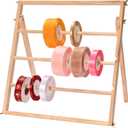 Sparkle Race Ribbon Organizer Storage, Wooden Ribbon Holder Organizer Rack for Craft Mesh Ribbons Arts & Crafts Supplies, Christmas Ribbon Storage Sticker Roll Holder Sewing Thread Organizers