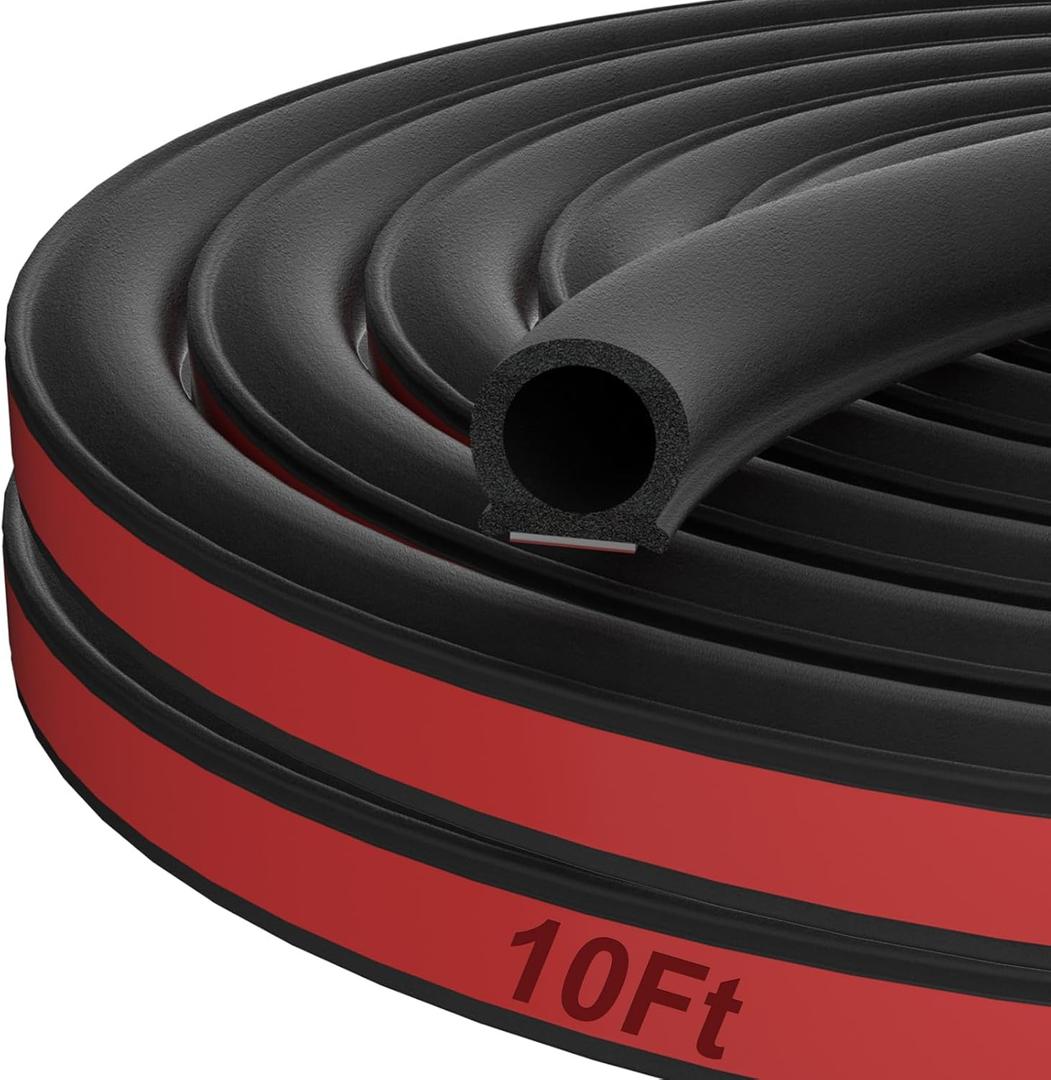 alophoty 10 Ft Rubber Weather Stripping Door Seal, D Shaped Automotive Weather Stripping, Car Door Seal Strip, Self Adhesive Soundproofing Weatherstripping for Doors Windows Car Truck Auto RV