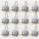 YOINIUEM Grey Sheep Resin Shower Curtain Hooks 12 Pack Cute Animal Shower Curtain Hooks Decorative Bathroom Accessories