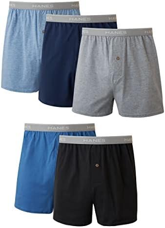 Hanes Pack, 5 Pairs, Cool, & Breathable Cotton Boxers for Men, Moisture-Wicking Underwear, Medium