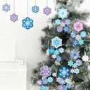 Tenceur 150 Pcs/24 Sets Unfinished Winter Snowflake Ornament Christmas Tree Decorations Paper Snowflake Hanging Ornaments with String and Diamond Stickers for Xmas Winter Holiday Party Decor