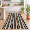 KOZYFLY Striped Front Door Mat 4x6 Ft Brown and Black Front Door Rug Cotton Washable Indoor Outdoor Rug Large Doormats Outdoor Striped Area Rugs for Kitchen Entryway Front Porch