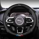 Cehuoca Old Compitable with Jagvar Leather Steering Wheel Cover, Stylish Nappa Leather Carbon Fiber Texture Protector, Non-Slip, Universal 15inch Compatible Accessories (Old-ja-Cover-Black)