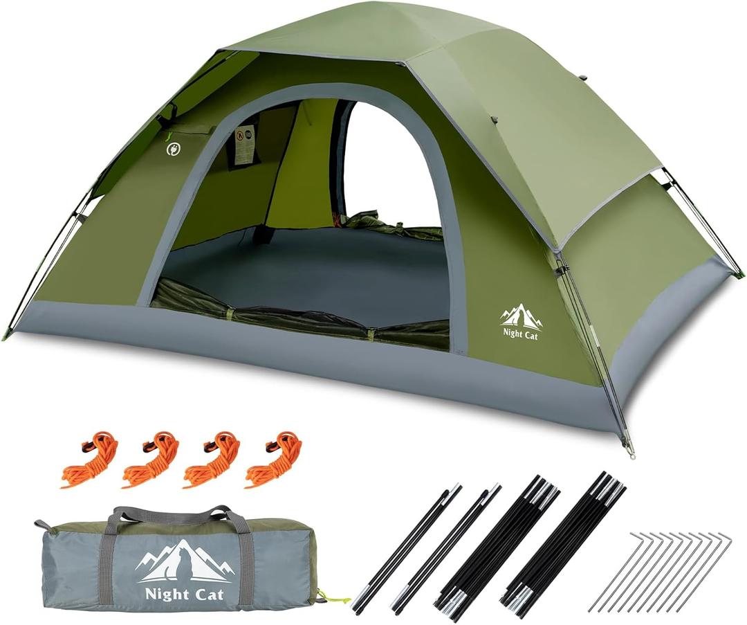 Night Cat Upgraded Backpacking Tents 1 2 Persons Easy Clip Setup Camping Tent Adults Scouts Heavy Rainproof Compact Lightweight (Olive Green)