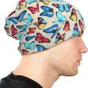red Yellow Butterfly Slouchy Beanie Chemo Hat Cancer Headwear Knitted Hats Thin Running Skull Cap Nightcap for Women Men