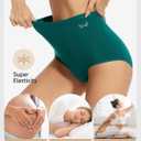 PULIOU Women's High Waisted Cotton Underwear Stretch Briefs Full Coverage Soft Breathable Panties 5 Pack (M)