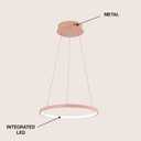 JONATHAN Y Brice 15.75" Round 1-Light Integrated LED Pendant, Matte Pink | Dimmable Modern Metal Hoop Chandelier, Adjustable Height Hanging Light, Kitchen Island, 24W, 3000K Warm White, ETL Listed