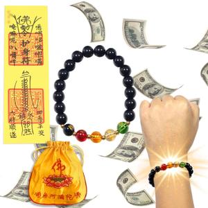 GOLDEN SMILE Black Obsidian Intention Bracelet Choose 8mm or 10mm Beads, Five Color Symbolic Engravings & 18K Gold Spacers | Adjustable Unisex Fit, Complete Ritual Gift Set
