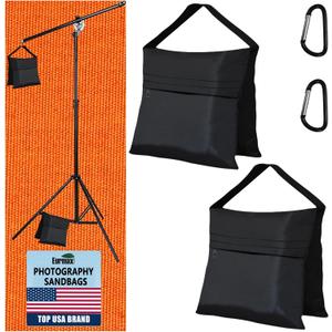Eurmax USA Photography Sand Weight Bags Heavy Duty Saddlebags for Photography Video Equipments, Backdrop Stand, Light Stand,Photo Tripod, Canopy Tent, Umbrella Base, Fishing Chair,Picnic Table 2-Pack